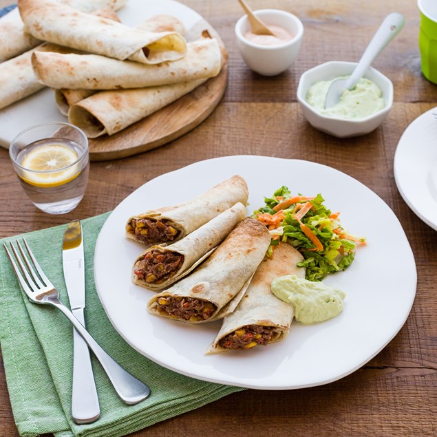 Baked Taquitos with Guacamole and Chipotle Mayo