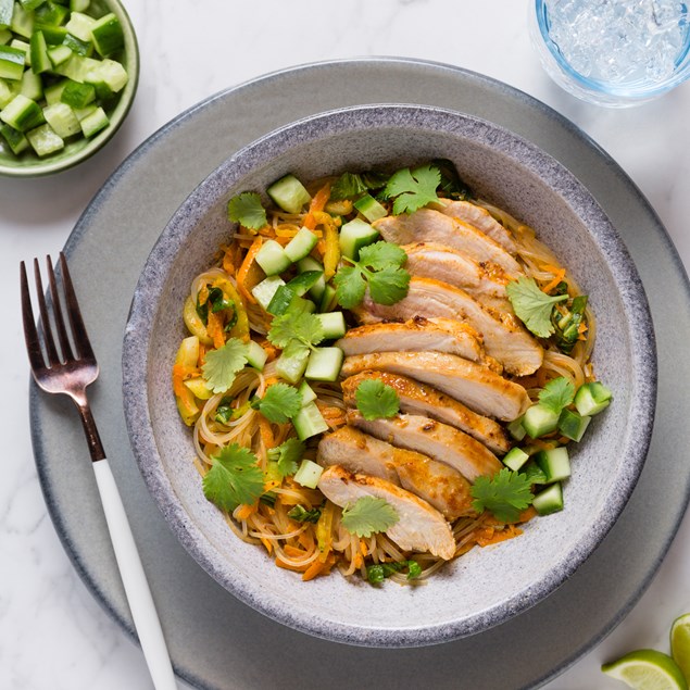 Thai Sambal Roasted Chicken Thighs with Noodles