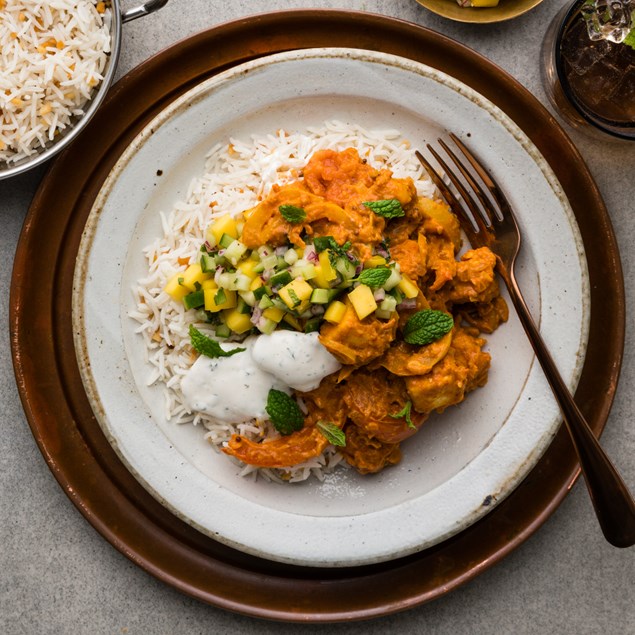 Tofu Jalfrezi with Coconut Rice & Fresh Mango Chutney