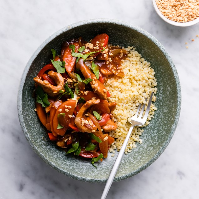 Huli Huli Pork with Bulgur and Peanuts