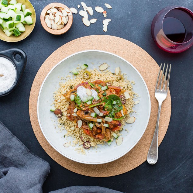 Lamb Tagine with Olive Herb Couscous and Sumac Yoghurt