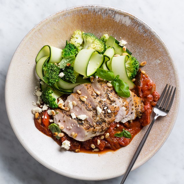 Italian Pork with Mushroom Tomato Sauce and Courgetti