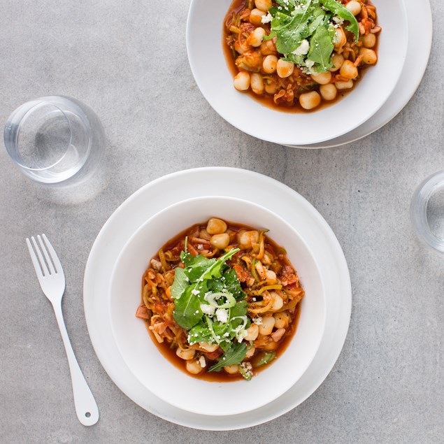 Bacon and Tomato Gnocchi with Ricotta Salata Salad