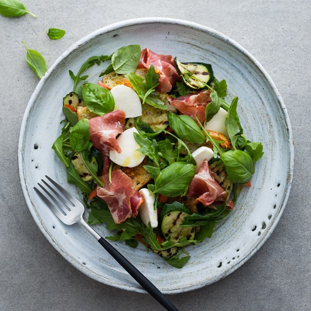 Coppa Di Parma Salad with Mozzarella, Ciabatta and Basil