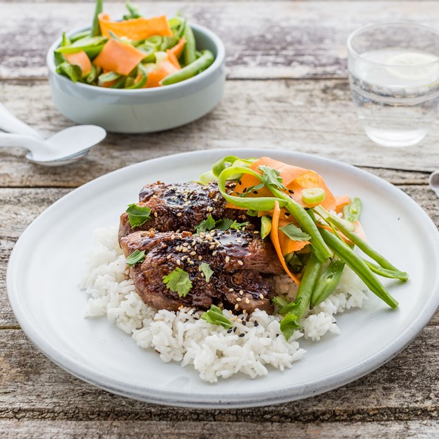 Asian Lamb with Jasmine Rice and Pickled Vegetables