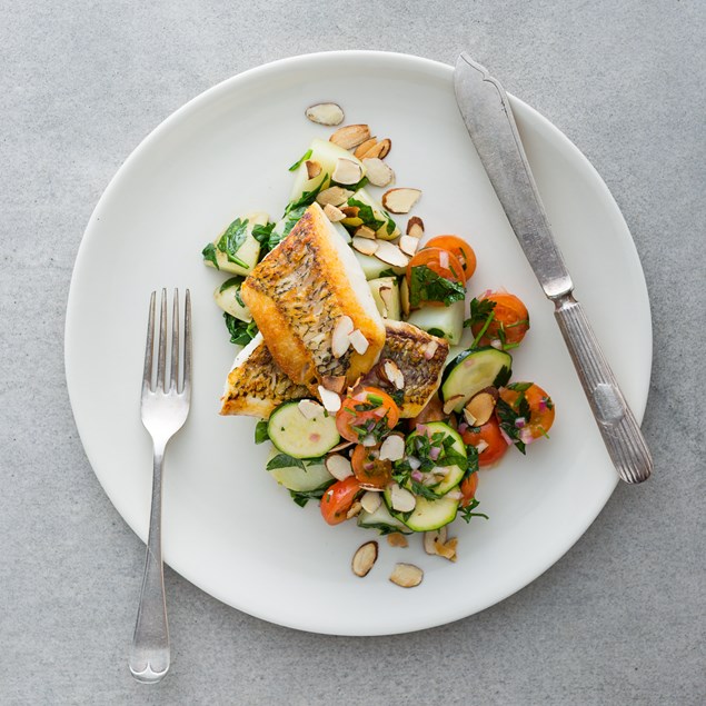 Crispy Skin Fish with Sauce Vierge and Spring Potatoes