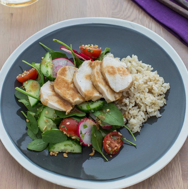 Thai Poached Chicken Salad and Brown Rice