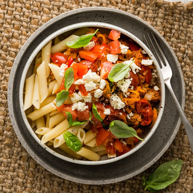 Chorizo Napolitana with Penne & Feta