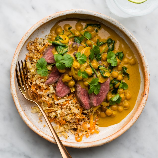 Thai Beef with Yellow Curry & Cauli