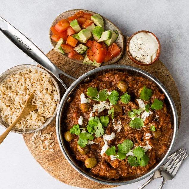 Beef Picadillo Cubano with Avocado Salsa