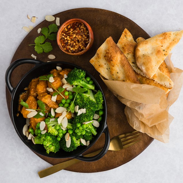 Chicken Korma with Greens & Naan