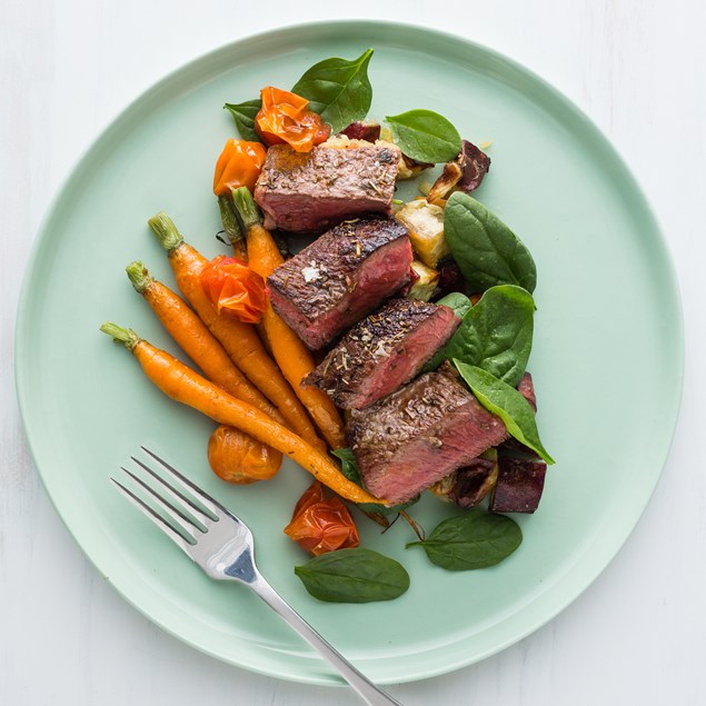 Herbed Beef Steaks with Garlic Crushed Kumara