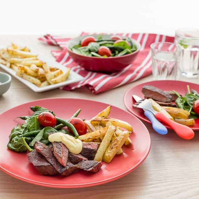 Beef Rump Steak with Hand-Cut Chips and Bearnaise Sauce