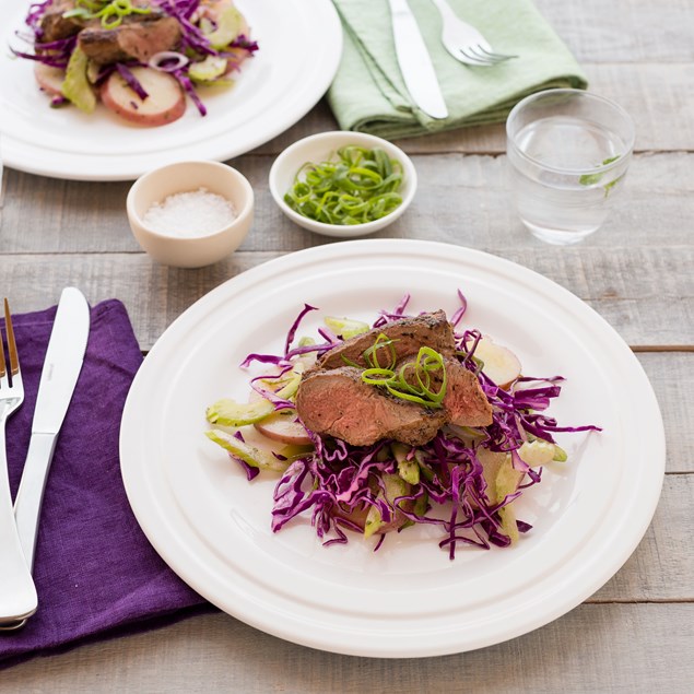 Pan-Fried Lamb Steaks with Garlic and Herb Potato Salad 