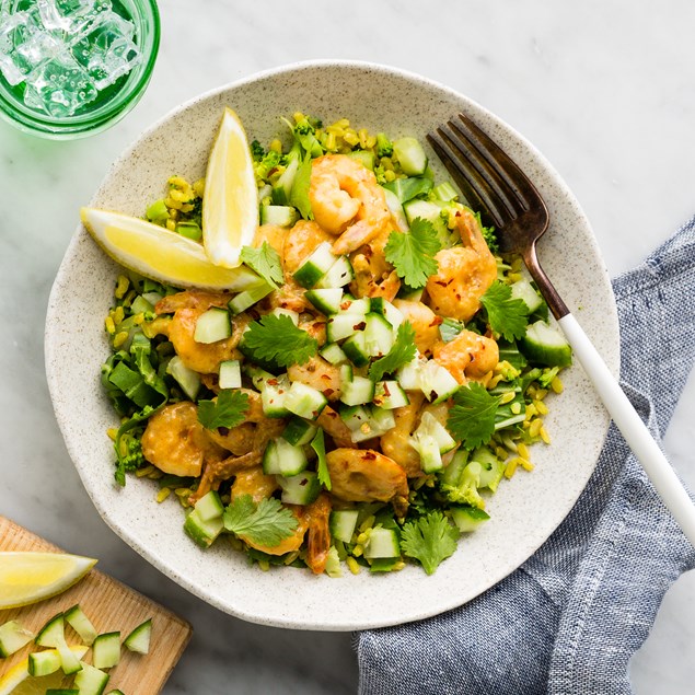 Malaysian Curried Prawns with Turmeric Rice