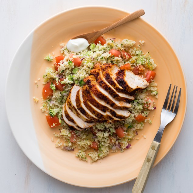 Lemon Pepper Chicken with Broccoli Pineapple Couscous