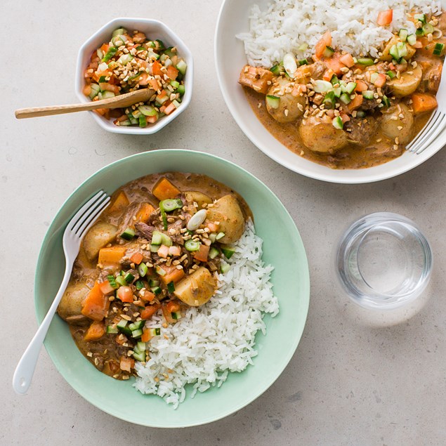 PULLED BEEF MASSAMAN AND POTATO CURRY WITH BASMATI RICE