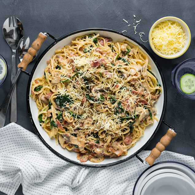 Creamy Bacon, Mushroom & Cauli Carbonara