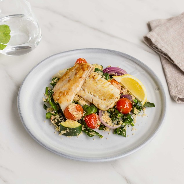 Lemon Baked Fish and Roast Veggie Couscous