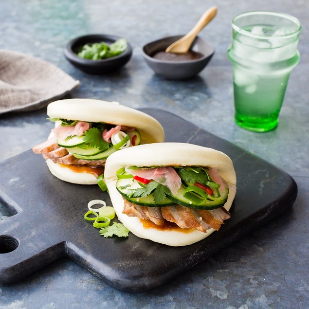 Pork Steam Buns with Cucumber Salad