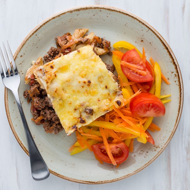 Greek Beef Mince Pasta Bake