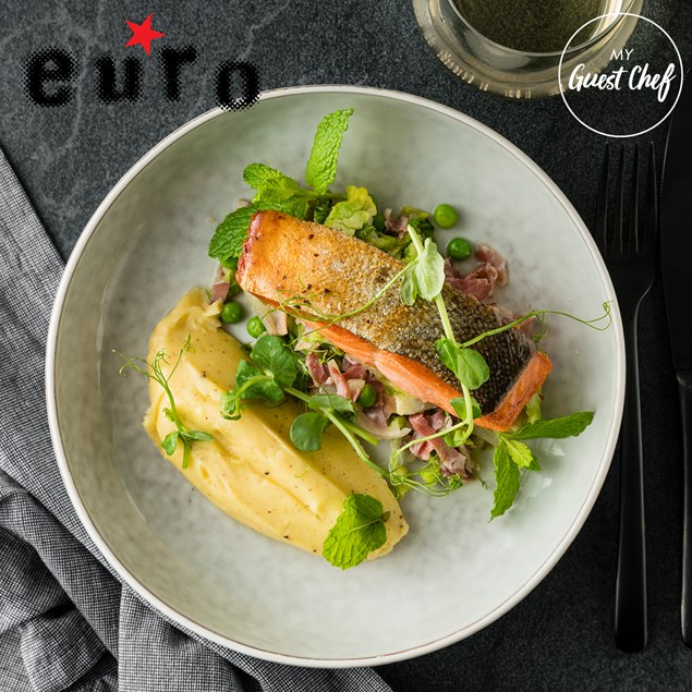 GUEST CHEF Salmon with Petits Pois à la Française & Brown Butter Mash