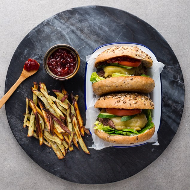 Venison and Cranberry Burger with Beetroot Relish