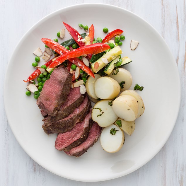 Lamb Leg Steaks with Minty Potatoes