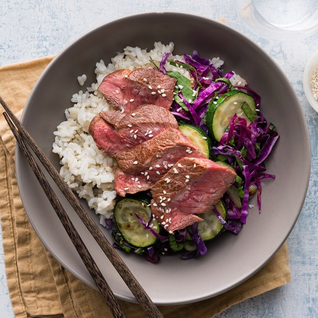 Sticky Lamb with Asian Sesame Stir-Fry 