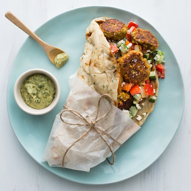 Falafel & Roasted Vegetable Naan-Wich