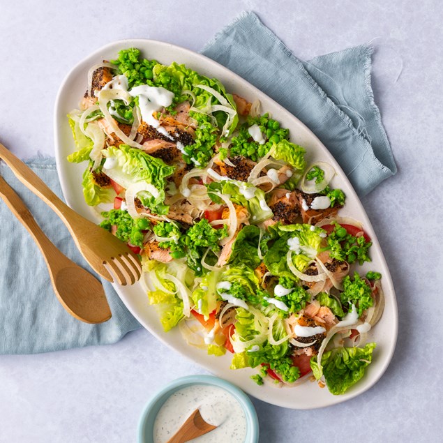 Wood Roasted Salmon with Fennel Salad and Horseradish Dill Dressing