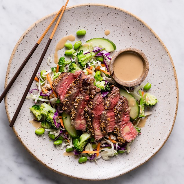 Furikake Beef Steak with Japanese Slaw and Miso