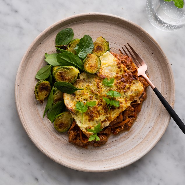 Spicy Lamb Bake With Cheesy Topping and Roasted Veggies